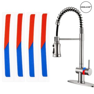 Danojo-Stick-A-Tap,4 pcs, Faucet Stickers, Hot and Cold Water Stickers - Kitchen Faucet Stickers - Vinyl Tap Faucet Transfer Stickers for Bathroom ((H & C - Strip))