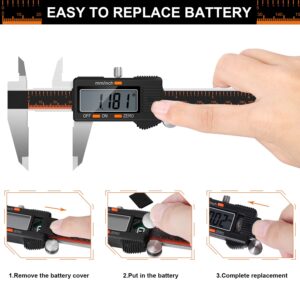 HARDELL Digital Caliper, 6 Inch Stainless Steel Caliper Measuring Tool with Large LCD Screen, Electronic Micrometer Caliper Digital Inch/Millimeter Conversion, Automatic Off(Ruler & 2 Batteries)