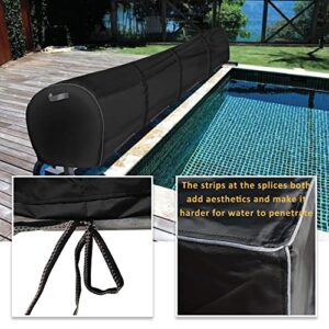 Kintaki Swimming Pool Solar Reel Cover, 16Ft Pool Solar Blanket Reel Cover, Winter Solar Reel and Blanket Covers for Inground Pool, Heavy Duty Waterproof Pool Solar Blanket Reel Cover, Black