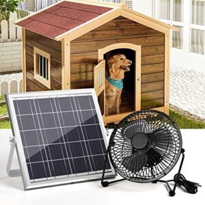 blessny 6 inch solar powered fan, 10w solar panel exhaust fan high air-flow 2000rpm 36db super quiet for cooling dog house, pet house, grenhouse plant air circulation