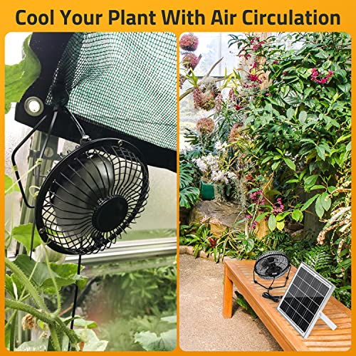 Blessny 6 inch Solar Powered Fan, 10W Solar Panel Exhaust Fan High Air-Flow 2000RPM 36dB Super Quiet for Cooling Dog House, Pet House, Grenhouse Plant Air Circulation