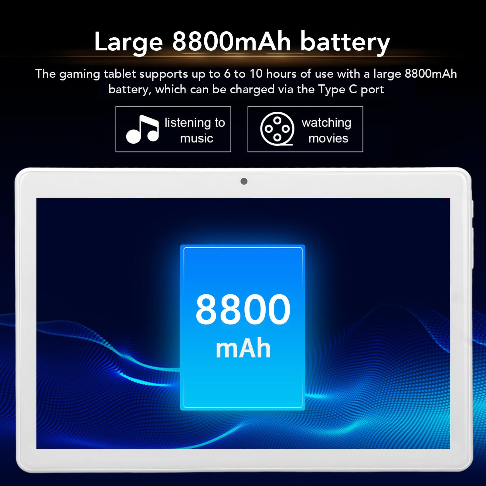 Tablet 10.1 Inch, 10 Core CPU Processor, 2.4G, 5G Dual Band WiFi, 6GB 128GB, 8800mAh Battery, 1960x1080 IPS HD Screen, 8MP 16MP Camera, Tablet, Dual SIM Dual Standby