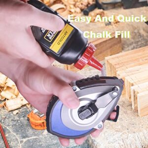 ARTCOLO Chalk Reel kit - Six Gear Quick Retrieval Chalk Lines,100ft Line Included in Chalk Box,4oz Red Chalk Powder,Wire Box is Made of Aluminum
