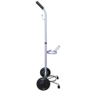 ResOne Lightweight Single D/E Oxygen Cylinder Cart, Adjustable Handle, Durable Powder-Coated Finish, Portable Oxygen Tank Cart with Wheels, Holds 1 D Size or E Size Cylinder - 4pk