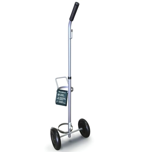 ResOne Lightweight Single D/E Oxygen Cylinder Cart, Adjustable Handle, Durable Powder-Coated Finish, Portable Oxygen Tank Cart with Wheels, Holds 1 D Size or E Size Cylinder - 4pk