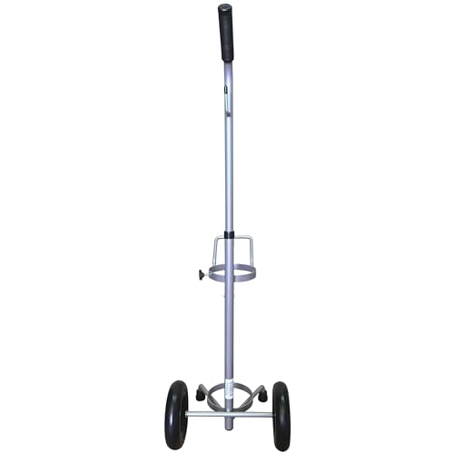 ResOne Lightweight Single D/E Oxygen Cylinder Cart, Adjustable Handle, Durable Powder-Coated Finish, Portable Oxygen Tank Cart with Wheels, Holds 1 D Size or E Size Cylinder - 4pk