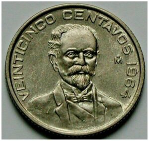 1964 m 1964 coin w francisco madera, revolutionary leader/president of mexco ("apostle of democracy") 25 centavos seller au (nearly uncirculated)