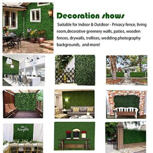 KASZOO Grass Wall 12 Pack 10"x10" Artificial Boxwood Hedge Wall Panels, Privacy Hedge Screen Faux Boxwood for Outdoor,Indoor,Garden,Fence,Backyard,Greenery Walls