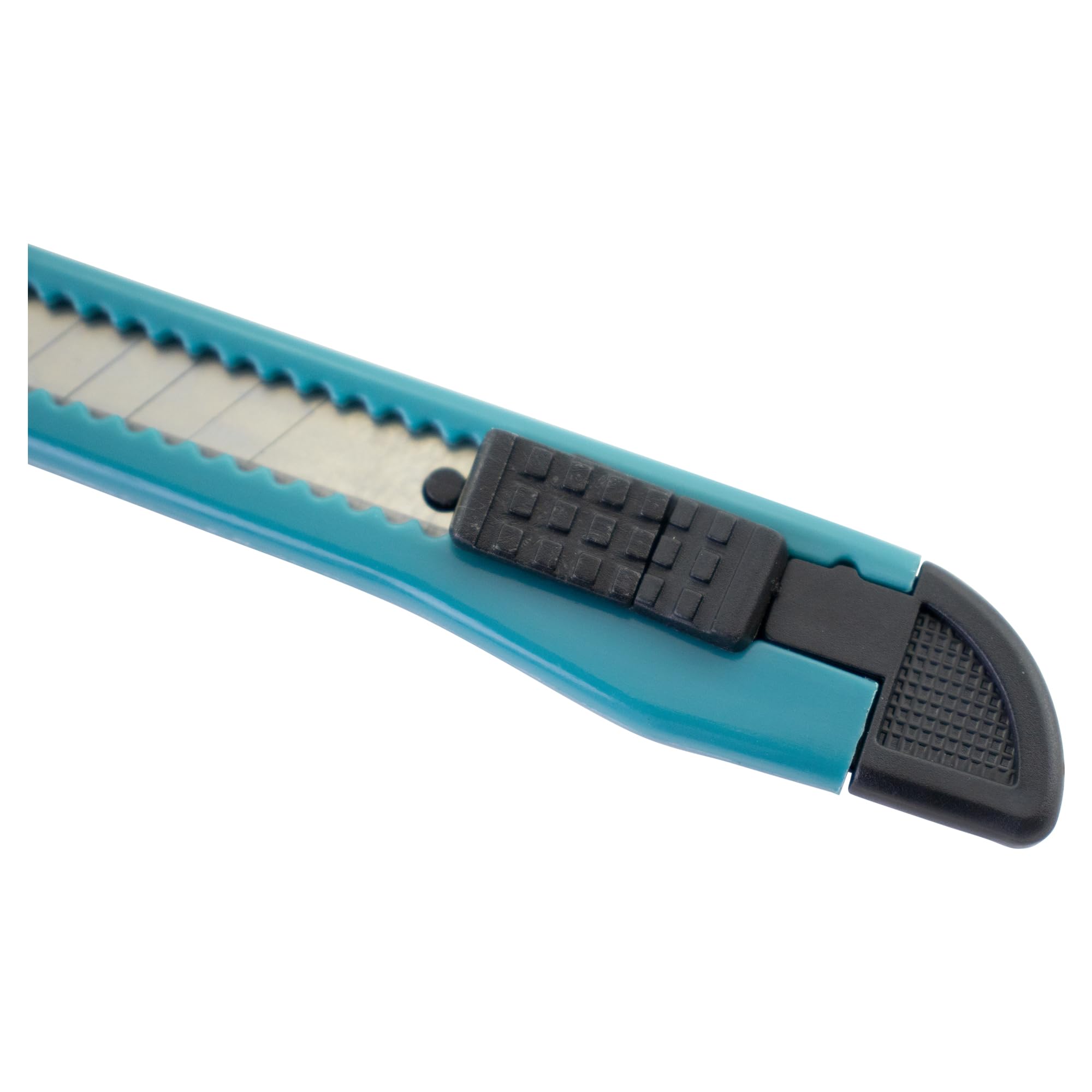 MotoProducts 12 Turquoise Blue Small Retractable Utility Knife Wholesale 5 inch Manual Lock Box Cutter Snap Off Blade