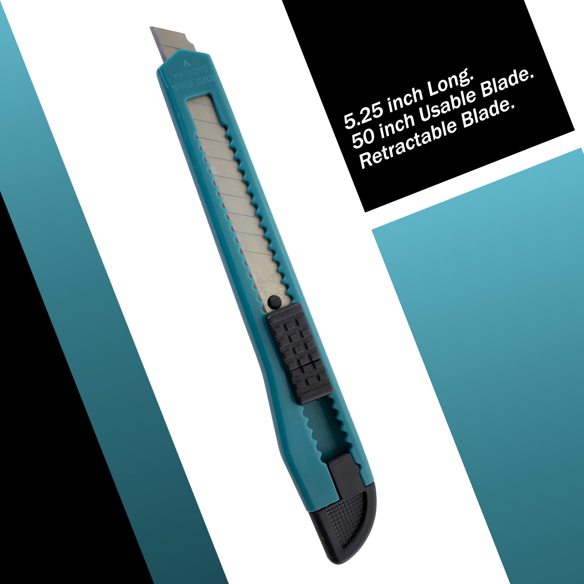 MotoProducts 12 Turquoise Blue Small Retractable Utility Knife Wholesale 5 inch Manual Lock Box Cutter Snap Off Blade