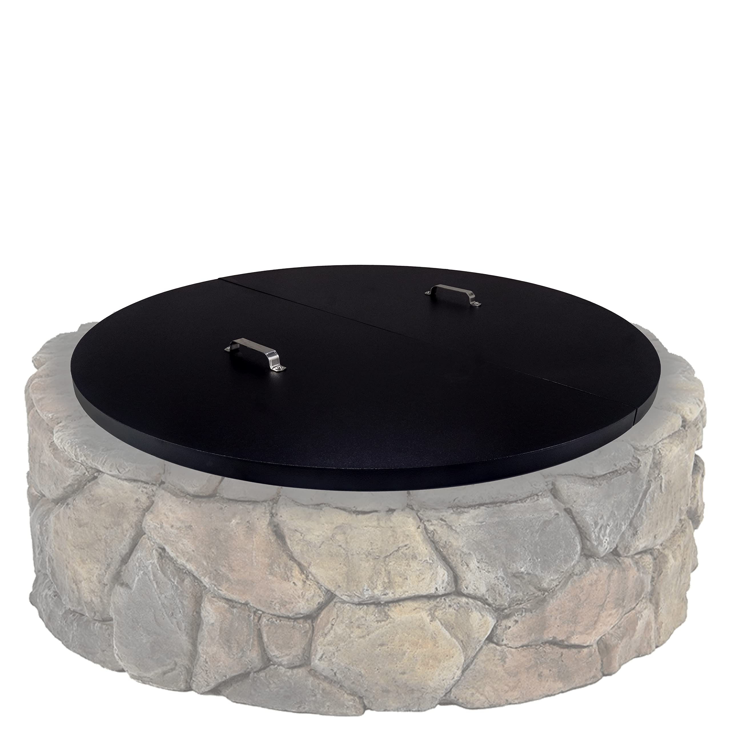 Simond Store Portable Fire Pit Cover Round, 42” inch Diameter Snuffer Lid Ring Steel, Fire Pit Pan Lid- 2 mm Thickness, with Handle