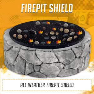 Simond Store Portable Fire Pit Cover Round, 42” inch Diameter Snuffer Lid Ring Steel, Fire Pit Pan Lid- 2 mm Thickness, with Handle