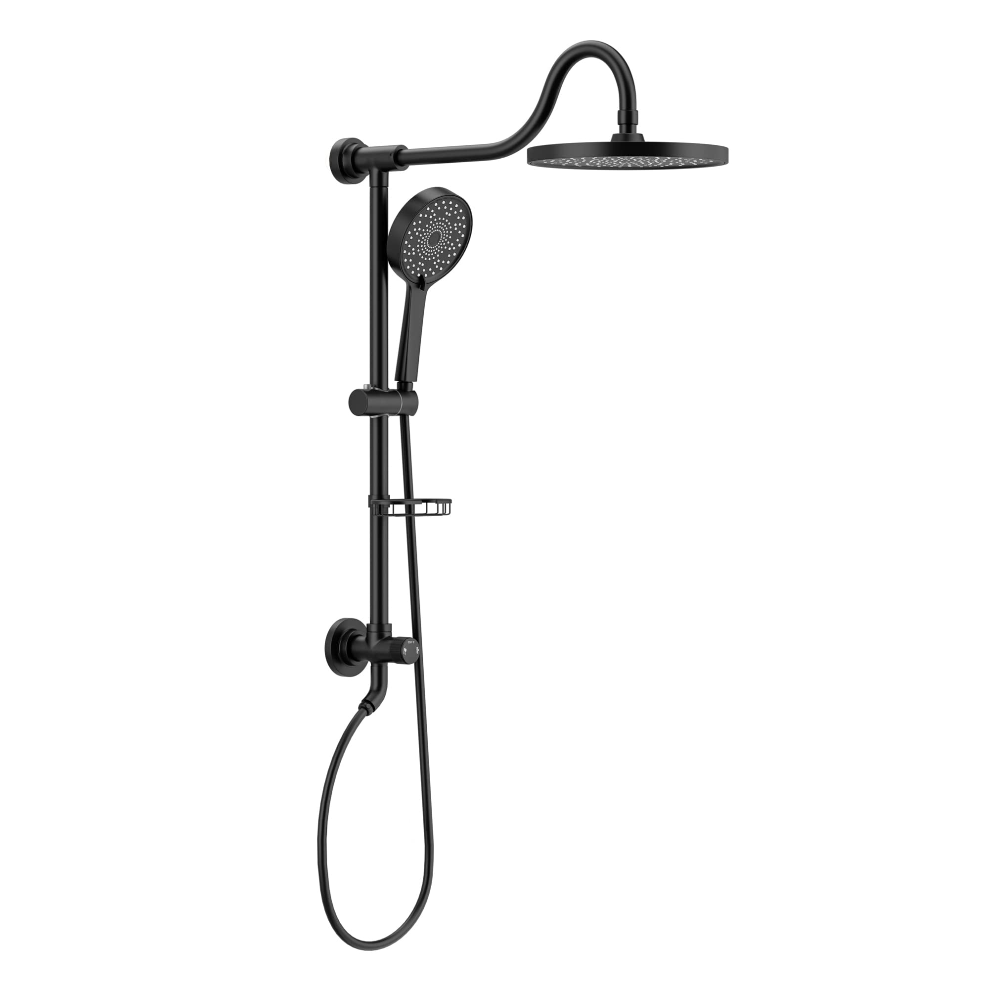 Tearel 9 Inches Rainfall Shower Head and Handheld Showerhead Combo Shower System with Slide Bar, Matte Black