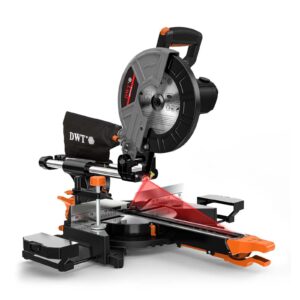 dwt sliding compound miter saw with 3 blades, 15a 10", double speed (4500 rpm & 3200 rpm), bevel cut (0°-45°) with laser, extension table, iron blade guard, cutting wood, pvc or soft metal