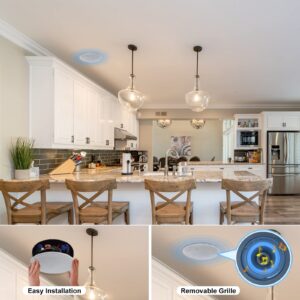 Herdio 4 Inch in-Ceiling Speaker 80 Watts Full Range Celling Speaker Perfect for Humid Indoor Outdoor Placement Bath, Kitchen,Bedroom,Covered Porches （Each）