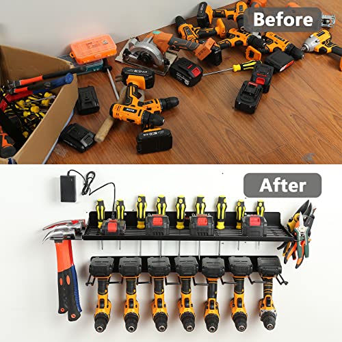 UU-Major Power Tool Organizer for Garage Organization,Drill Holder Wall Mount for Tool Stoarge,Tool Organizers and Garage Storage Shelves for Charging.Heavy Duty With 7 Holders…