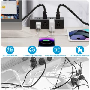 Desk Clamp Power Strip with 8 Outlets, Desk Power with 3 USB-A and 1 USB-C(18W) Ports, Desktop Power Strip Fast Charging Station, 6.6 FT Flat Plug, Desk Mount Power Strip for 1.6" Tables.