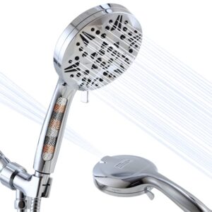high pressure shower head with handheld,10-modes shower head built-in super power jet & fan wash function with filter & 60''stainless steel hose and adjustable bracket