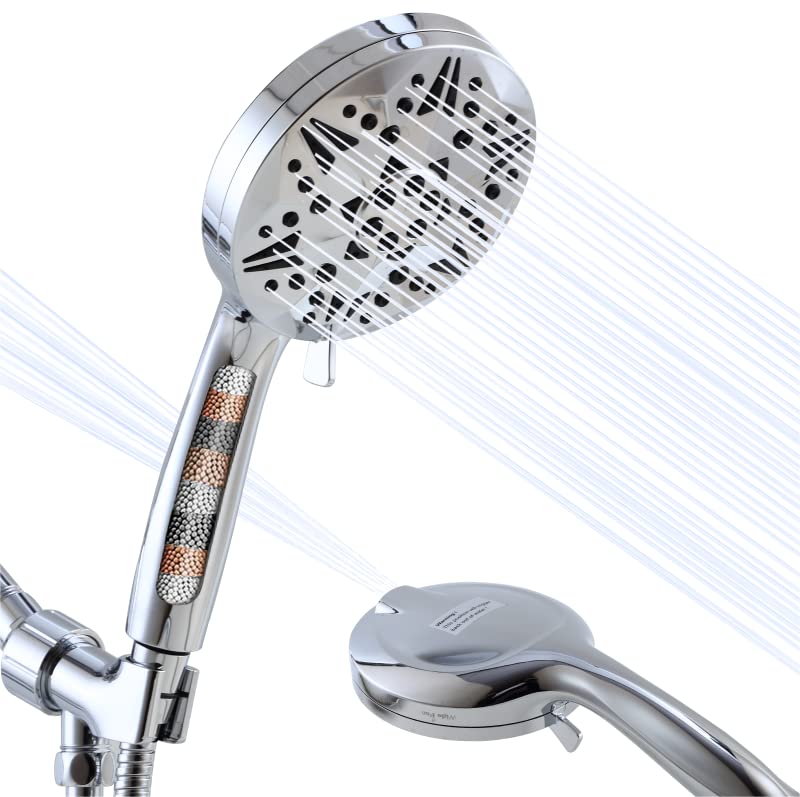 High Pressure Shower Head with Handheld,10-Modes Shower Head Built-in Super Power JET & FAN Wash Function with Filter & 60''Stainless Steel Hose and Adjustable Bracket