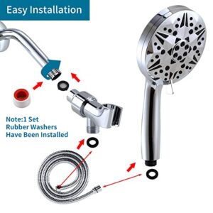 High Pressure Shower Head with Handheld,10-Modes Shower Head Built-in Super Power JET & FAN Wash Function with Filter & 60''Stainless Steel Hose and Adjustable Bracket