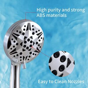 High Pressure Shower Head with Handheld,10-Modes Shower Head Built-in Super Power JET & FAN Wash Function with Filter & 60''Stainless Steel Hose and Adjustable Bracket