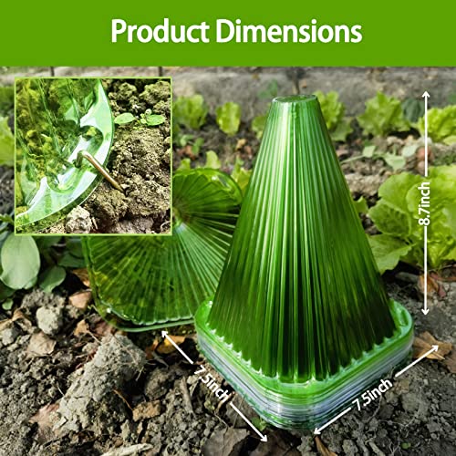 25 Pack Garden Cloches for Plants - Reusable Plant Bell Cover Outdoor with 50 Tent Stakes Protect Plants from Birds, Squirrels, Frost, Hail. (Green)