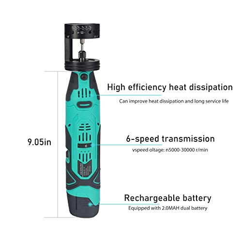 3mirrors Cordless Tungsten Electrode Sharpener Grinder, Healthy TIG Welding Rotary Tool with 24 Guides Grinder Head Lithium Battery Charger Dust Housing 5X 35mm Double Diamond Wheels