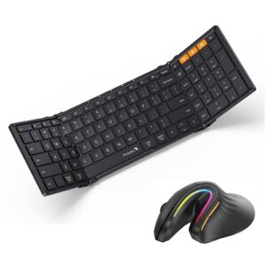 protoarc xk01 folding bluetooth keyboard and em11 wireless ergonomic mouse combo