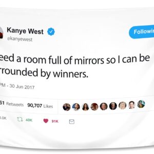 WHGJ Kanye Flag I Need A Room Full of Mirrors 3x5 ft Tweet Quote Rapper Tapestry, Heavy Duty 200D Durable Polyester, Funny Poster Flags for Room College Dorm Guys, Fade Resistant Banner Décor