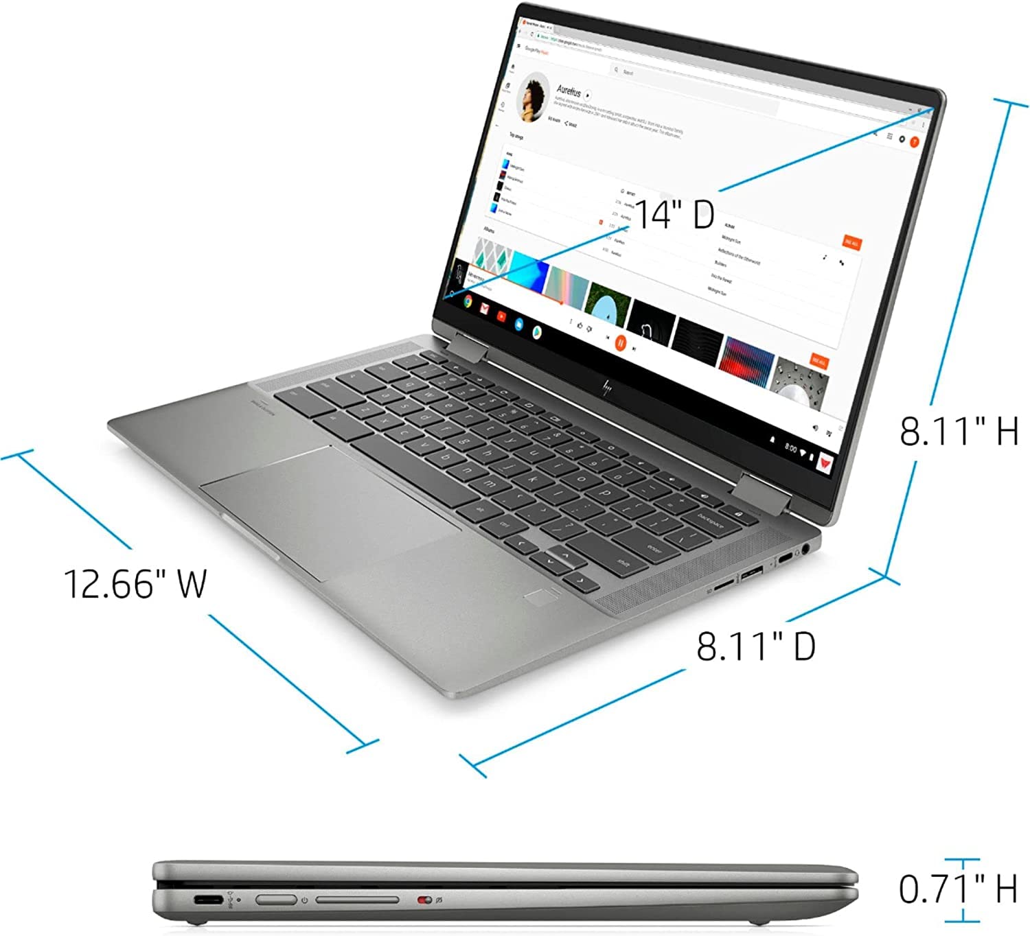 HP X360 2 in 1 Laptop 14" Touch-Screen FHD IPS Chromebook, Intel Core i3-1115G4 (Beats i5-1031G1), 8GB RAM, 128GB NVMe SSD, Backlit KB, Fingerprint Reader, Metal Body + TiTac Card (128GB)