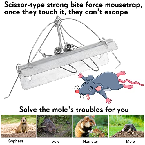 Mole Trap Half Round Metal Mole Killer Reusable Ground Squirrel Trap Heavy Duty Gopher Rat Vole Traps Tactical Traps for Outdoor Lawn Garden Yard Gopher Vole Trapping (4 Packs)