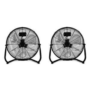 infinipower simple deluxe 18 inch 3-speed high velocity heavy duty metal industrial floor fans quiet for home commercial, residential, and greenhouse use, outdoor/indoor, black, 2 pack