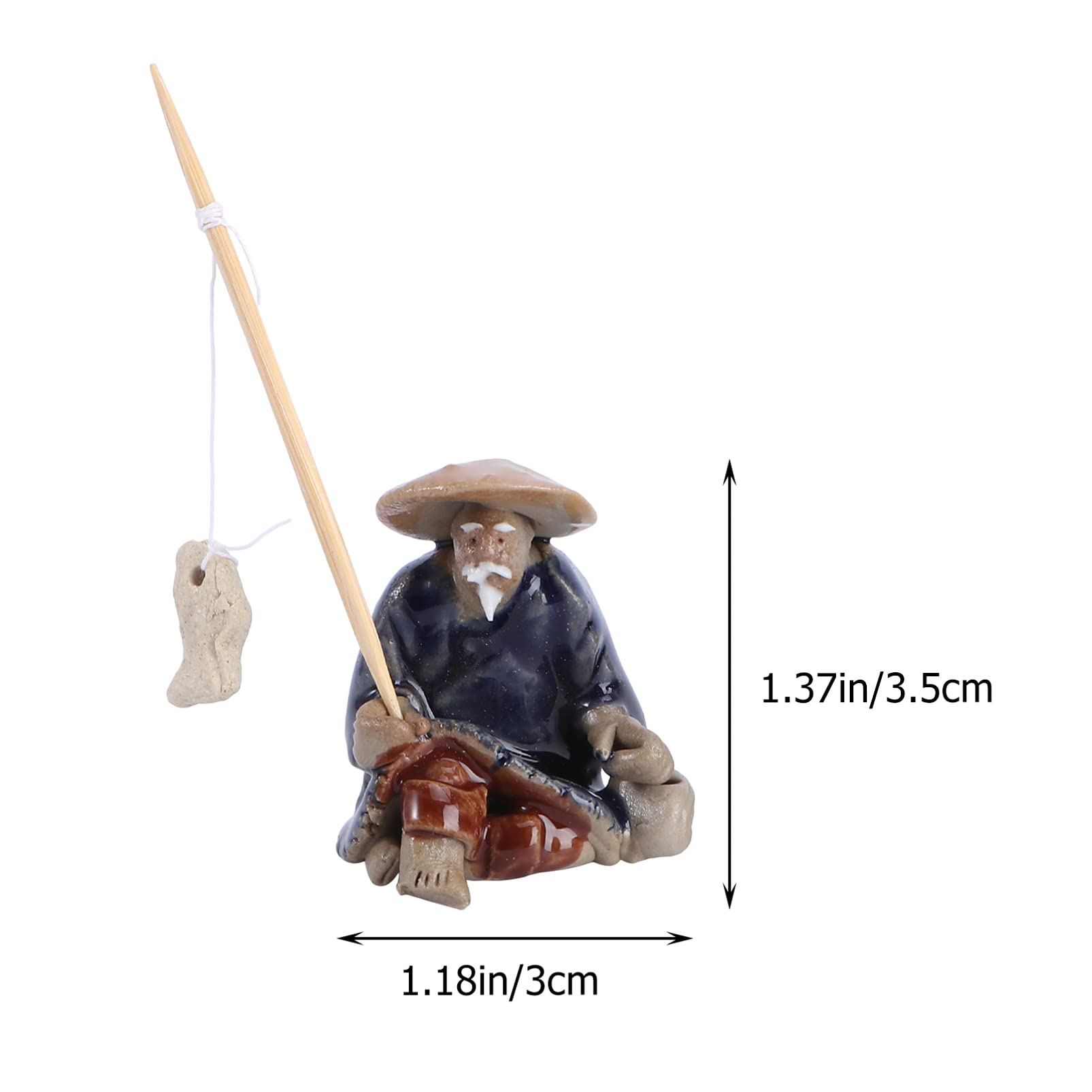 Operitacx 2Pcs Miniature Fisherman Figurine Small Fisherman Statue Fairy Gardens Micro Landscape Decorations for Fish Tank Zen Sand Garden Bonsai Pot