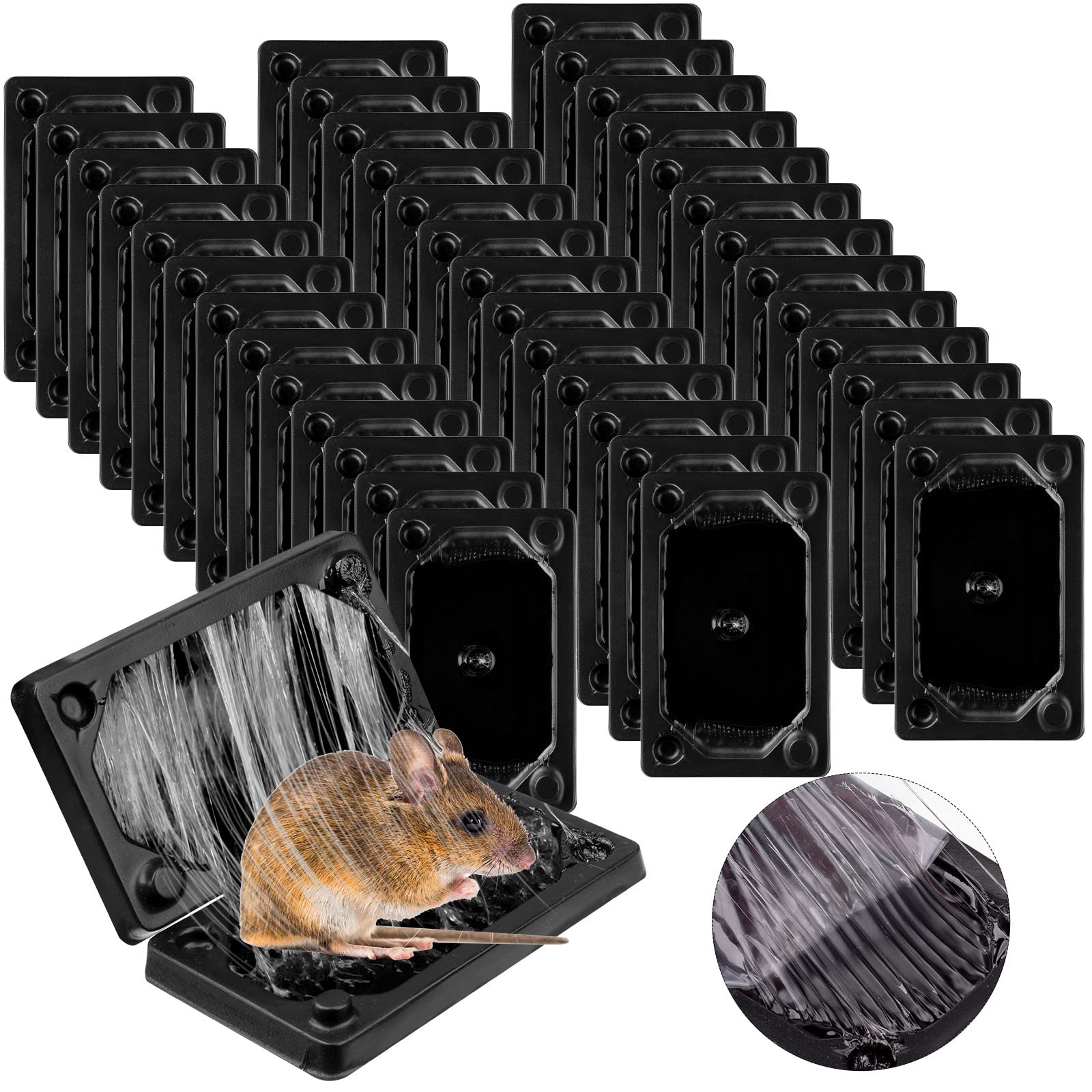 40 Pcs Baited Mouse Trap, Glue Traps, Adhesive Rat Trap, Plastic Sticky Straps, Pest Control Traps for Household Pests Mouse Traps House Indoor Outdoor, Simple and Easy to Use (5.1 x 3.1 inch)