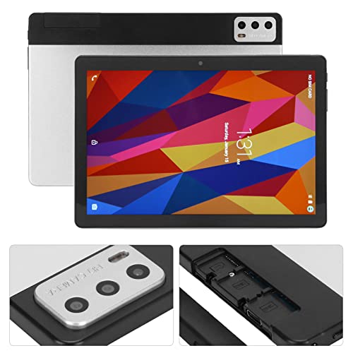 RTLR 10.1in Tablet, 5MP 13MP Silvery Tablet PC 100 to 240V for Entertainment (US Plug)