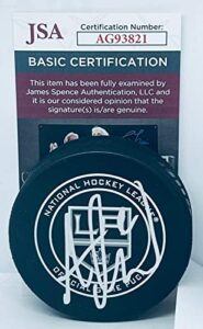 adrian kempe signed la los angeles kings official game puck autographed jsa - autographed nhl pucks