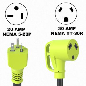 XGGYA NEMA 5-20P to TT-30R Generator Adapter,20 Amp Male to 30 Amp Female with Disconnect Handle,Heavy Duty STW 12 Gauge 12 Inch