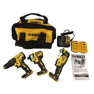 dewalt 20v max lithium ion brushless cordless 3-tool combo kits: 1/2 in. drill/driver + 1/4 in. impact driver + 3-speed oscillating multi-tool + charger