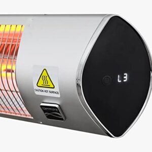 Kenmore Carbon Infrared Outdoor Electric Heater | 1500W Electric Patio Heater with Remote, Ceiling or Wall Mounted, KH-7E01-SS, Outdoor Heater, Garage Heater, Outdoor Space Heater with Brackets
