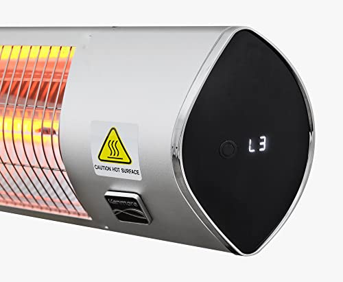 Kenmore Carbon Infrared Outdoor Electric Heater | 1500W Electric Patio Heater with Remote, Ceiling or Wall Mounted, KH-7E01-SS, Outdoor Heater, Garage Heater, Outdoor Space Heater with Brackets