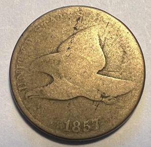 1857 p flying eagle cent penny seller ag