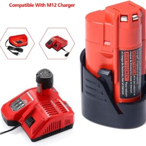 DV8DKV7 2 Pack M12 2.5Ah Replacement Battery Compatible with Milwaukee M12 Battery 48-11-2401 48-11-2402 48-11-2411 48-11-2420 48-11-2440 Milwaukee M12 12V Cordless Tools