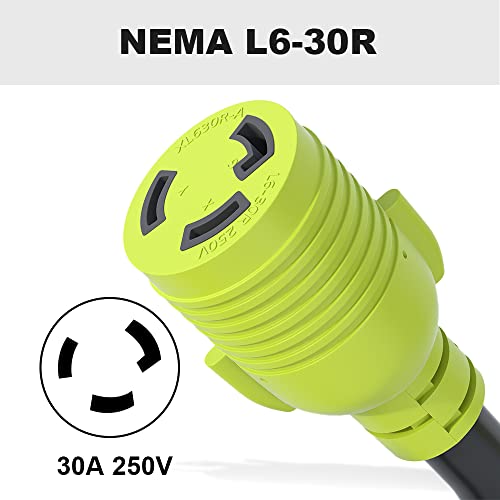 XGGYA NEMA L14-30P Male to L6-30R Female Generator Adapter,4 Prong Male Plug to Twist Lock 3 Prong Female Outlet Receptacle,Heavy Duty STW 10 Gauge 12 Inch