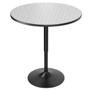 magshion 31.5" round bar table 27.5"- 36" height adjustable pub table with enlarge base for living room patio bistro, silver