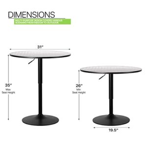 Magshion 31.5" Round Bar Table 27.5"- 36" Height Adjustable Pub Table with Enlarge Base for Living Room Patio Bistro, Silver