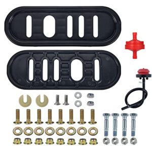 mikatesi universal 490-241-0010 snowblower slide shoes skid shoe 2pack fits most 2-stage and 3-stage snow throwers compatible with troy-bilt mtd yard machine - with mounting hardware primer bulb kit