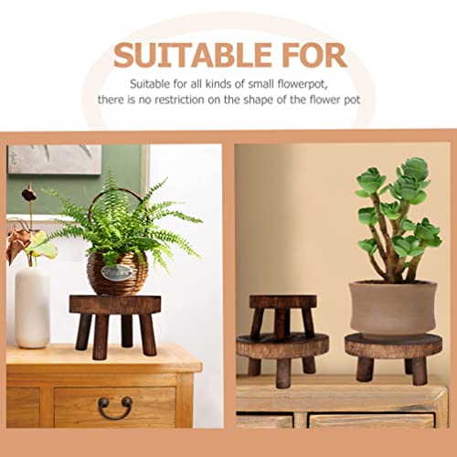 HANABASS Risers Farmhouse Tiny House Wood Plant Riser Stand Round Stool Bonsai Holder Potted Plant Display Shelf Pot 20x14