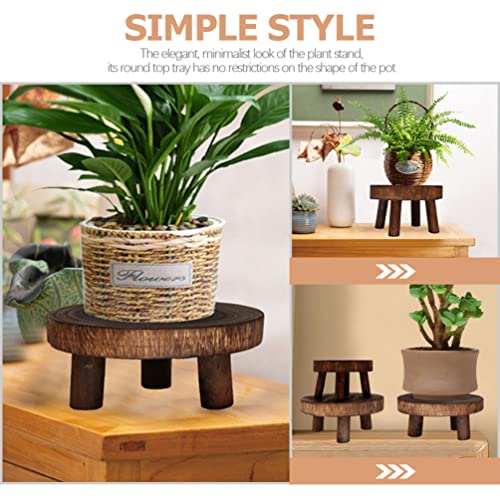 HANABASS Risers Farmhouse Tiny House Wood Plant Riser Stand Round Stool Bonsai Holder Potted Plant Display Shelf Pot 20x14