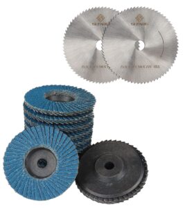 si fang 10pcs 3 inch flap disc abrasive grinding wheels 60 grit and 2pcs 3 inch x 3/8inx 72t hss circular saw blade, for mini angle grinder cordless die grinder