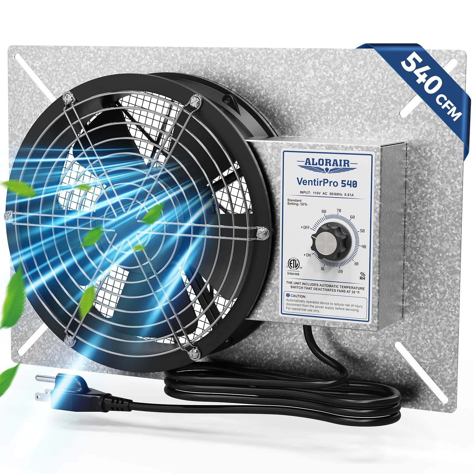 ALORAIR 540 CFM IP-55 Grade Crawlspace Ventilation Fans with Humidistat & Thermostat, 8.7 inches Basement Vent Fans with Isolation Mesh, Ventilator Fan for Crawl Space Basement Attic Garage, Exhaust